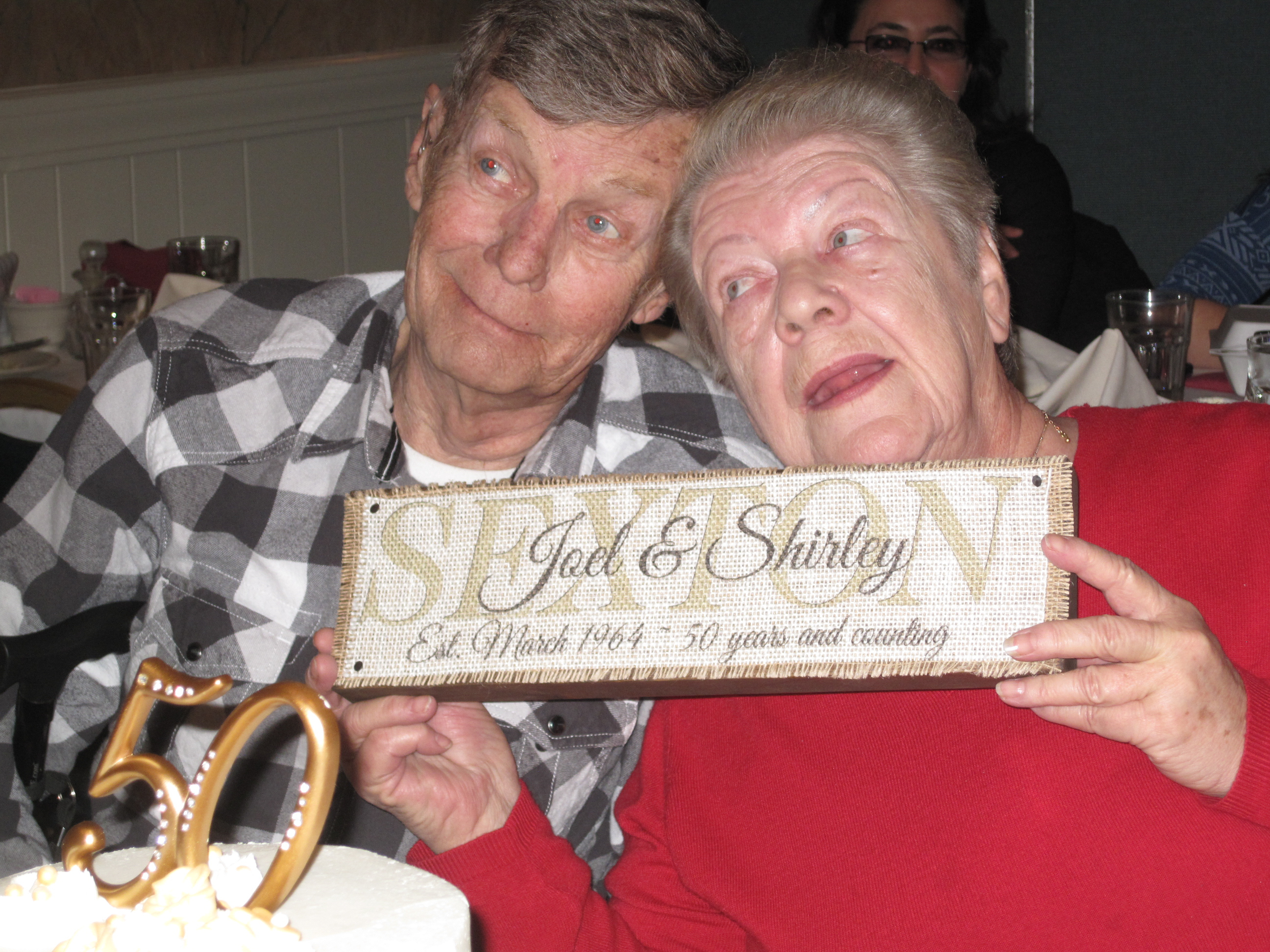 Celebrating the 50th Wedding Anniversary of Shirley & Joel Sexton.
Location:  TAT Restaurant, Columbus OH
Date:  29 Mar 2014
Source:  Julane Crabtree